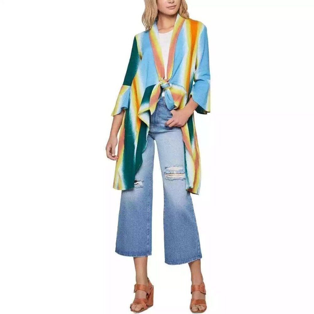 BCBGeneration Kimono Multi Striped Tie Front Size XS /Sm